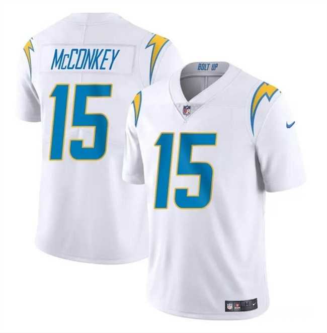 Youth Los Angeles Chargers #15 Ladd McConkey White 2024 Draft Vapor Limited Stitched Jersey Dzhi->youth nfl jersey->Youth Jersey